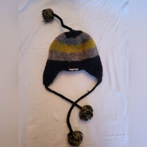 Laundromat Multicolor Knit Hat with Pom Poms